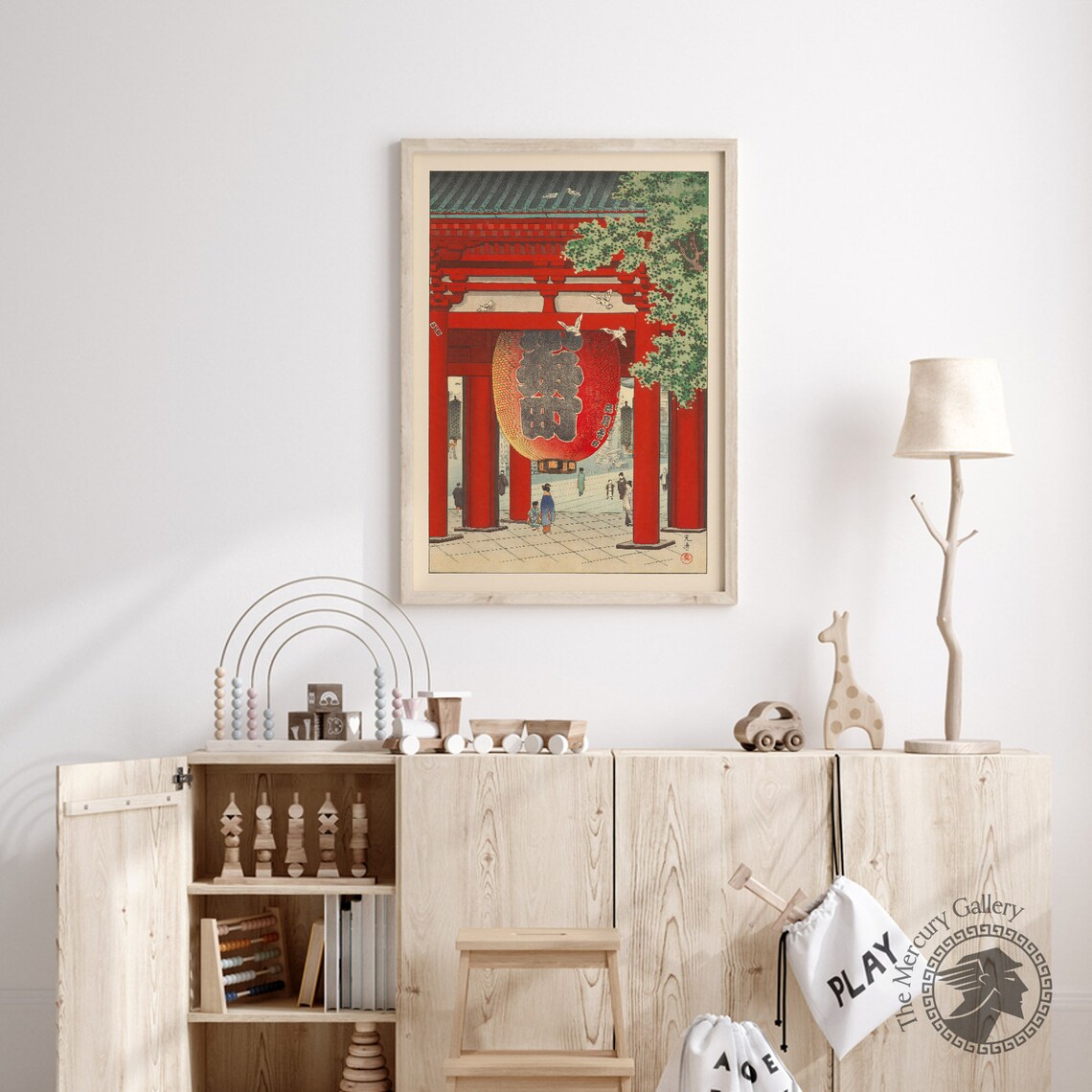 Tokyo Asakusa Kannon Nio Gate Red Lantern Woodblock Art Poster - Image 6