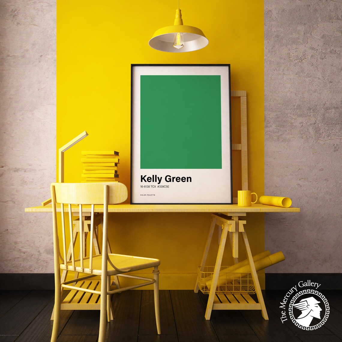 Kelly Green Color Palette Swatch Minimalist Bold Green Wall Art Poster - Image 4