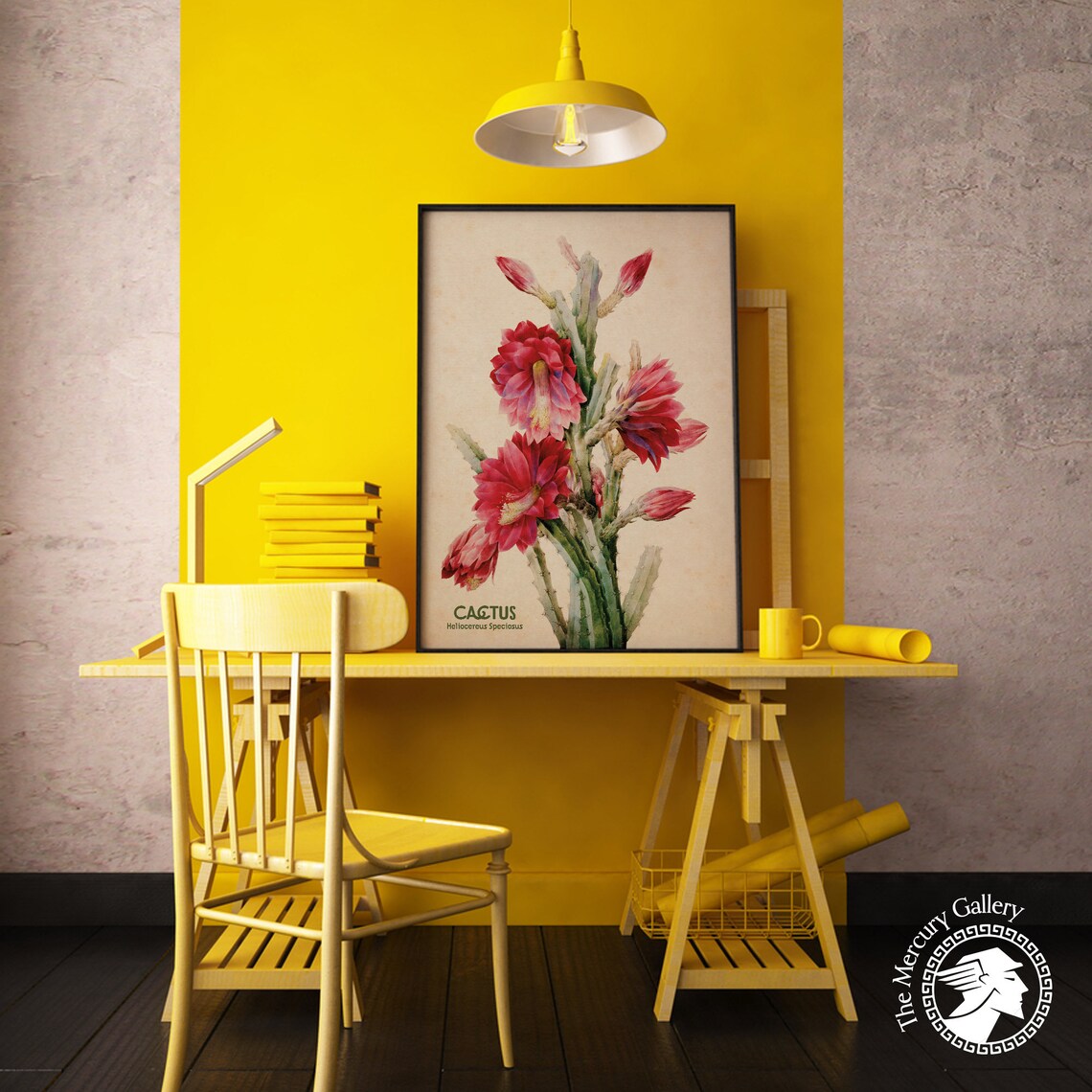 Flowering Desert Cactus Plant Art, Southwestern Decor - Image 4