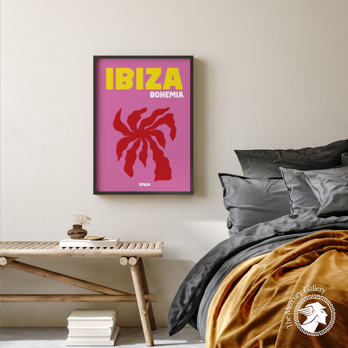 Ibiza Spain Bohemia Red Cut Out Palm Pink Modern Travel Poster Print - Image 6