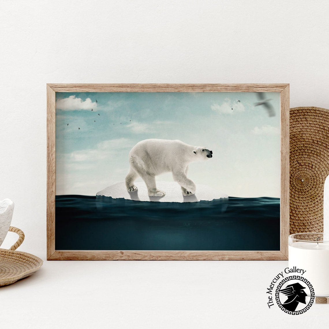 Polar Bear On Melting Ice Floe Arctic Wildlife Fine Art Print - Image 6