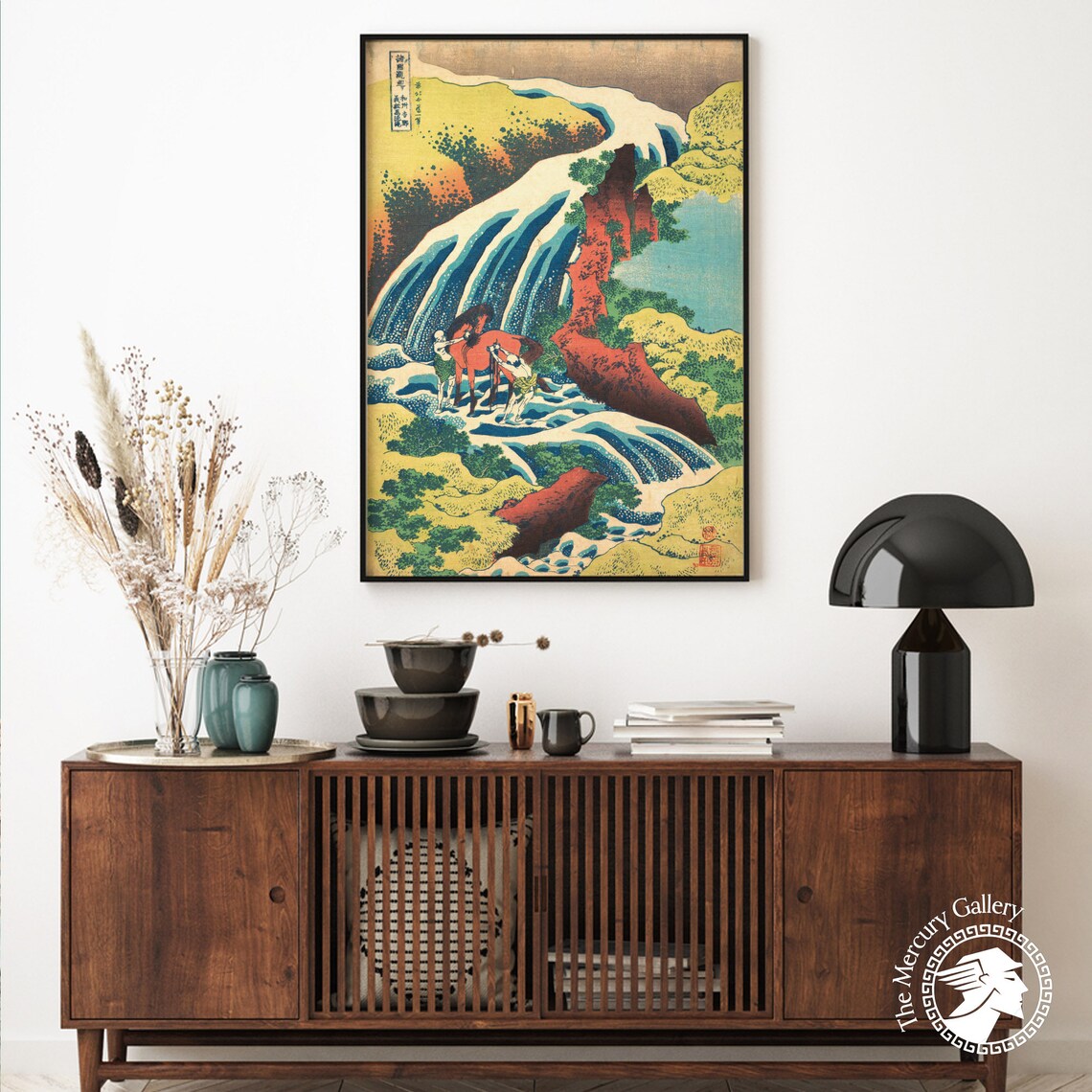 Hokusai Yoshitsune Horse Waterfall Vibrant Japanese Nature Art Poster - Image 4