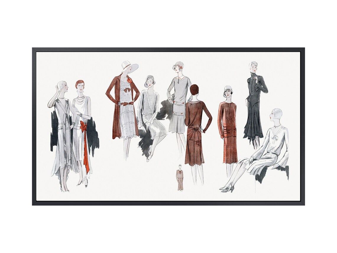 Vintage 1920s Fashion Illustration Flapper Dresses Art Deco Art Poster - Image 2
