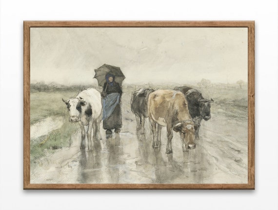 Vintage Watercolor Paintings Landscape Prints Animal Art Lake House Wall Art Antique Home Decor Prints