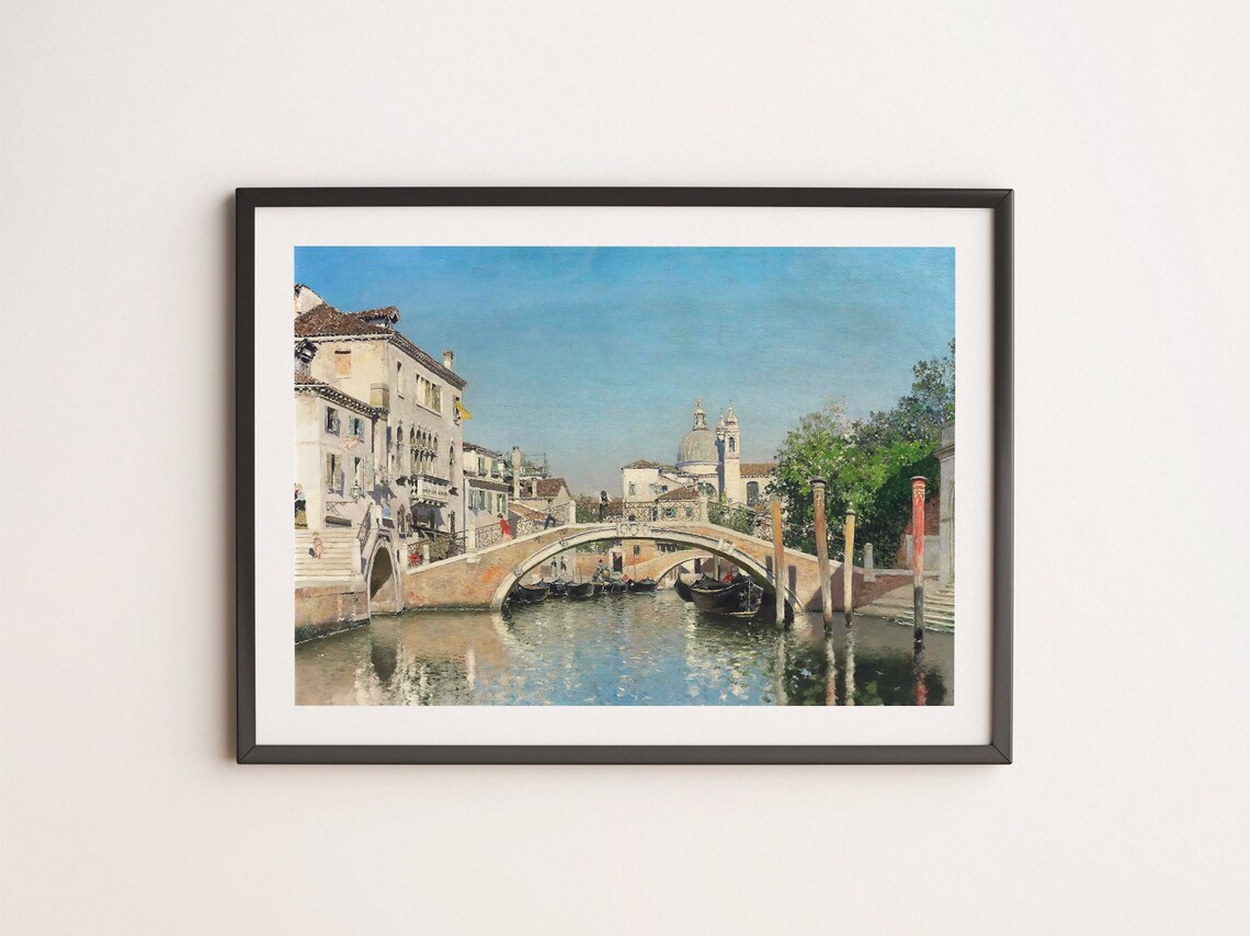 Venice Canal Bridge With Gondolas And Domed Church Sunny Day Poster - Image 4