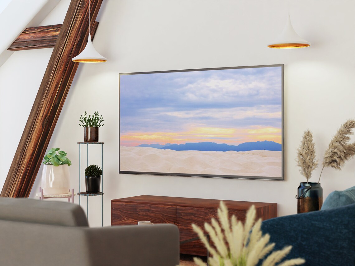 Desert Dunes Sunrise Pastel Sky Mountains Landscape Photo Poster - Image 2