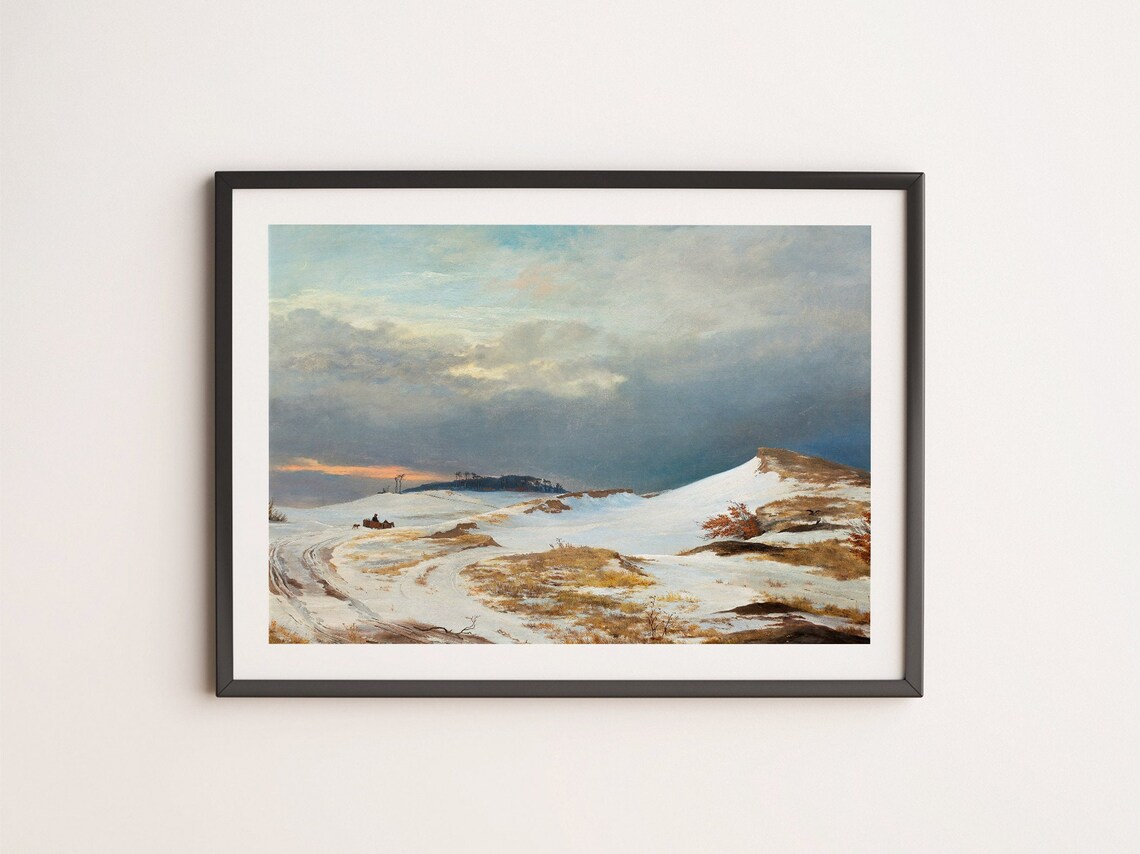 Winter Landscape Vintage Oil Painting Art Print - Image 4