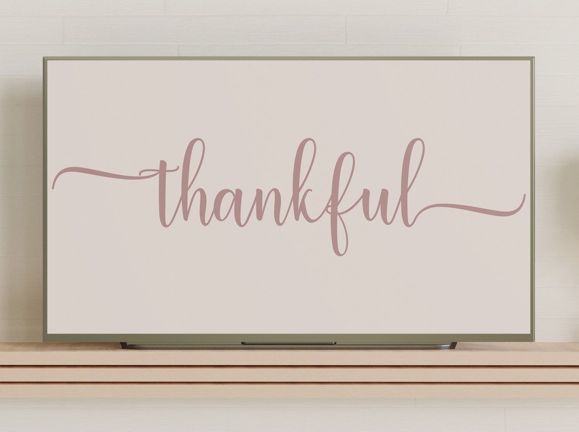 Thankful Hand Lettered Script Thanksgiving Minimalist Quote Wall Art - Image 3