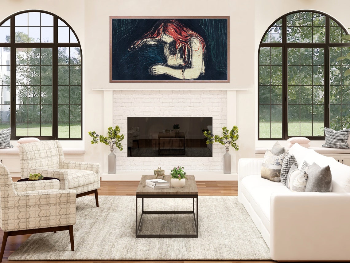 Edvard Munch The Vampire Red Haired Woman Embrace Expressionist Poster - Image 2