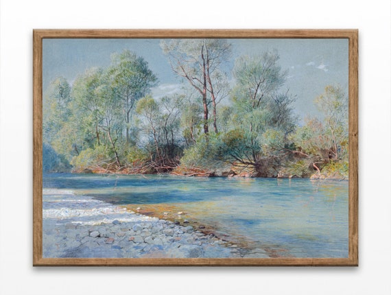 Vintage Landscape Painting Antique Prints Lake House Wall Art Farmhouse Wall Decor Gift For Home Prints