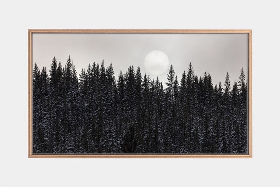 Frame Tv Art Foggy Sun Landscape Snowy Forest Art For Frame Tv Instant