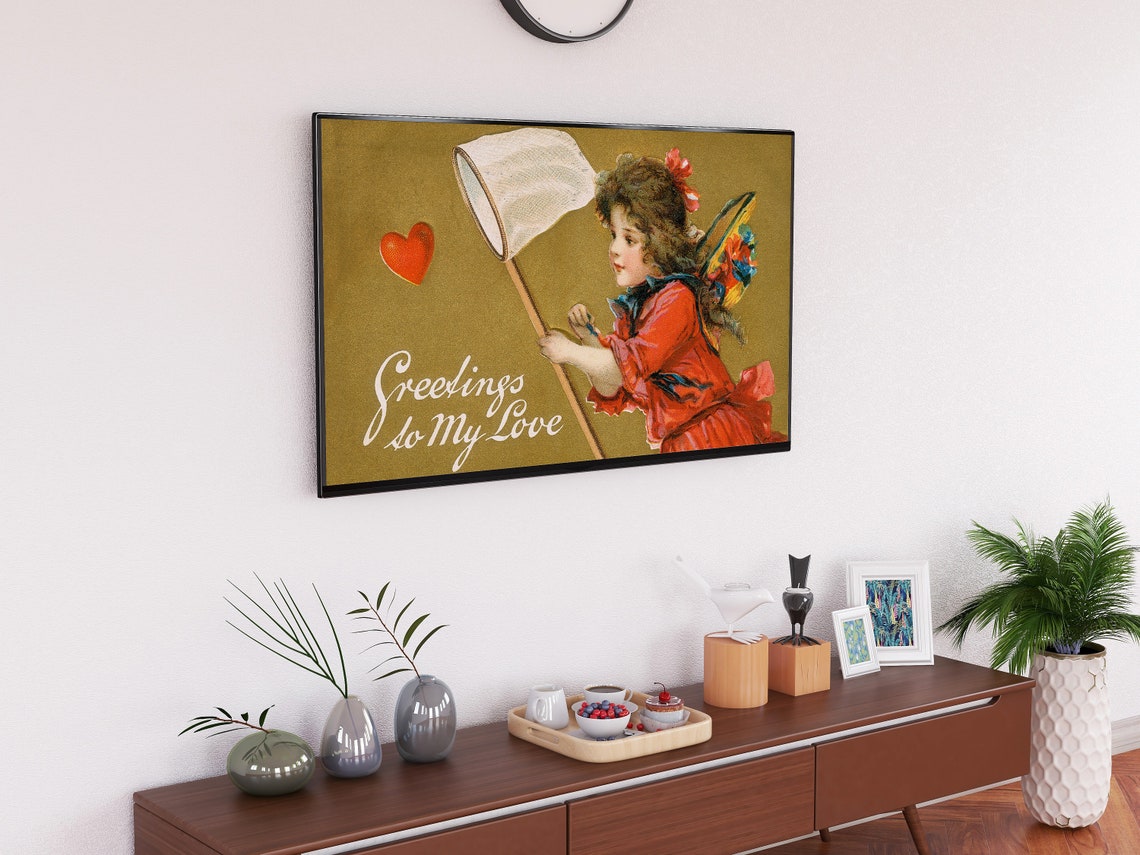 Vintage Valentine Postcard Greetings to My Love Heart Net Art Print - Image 2