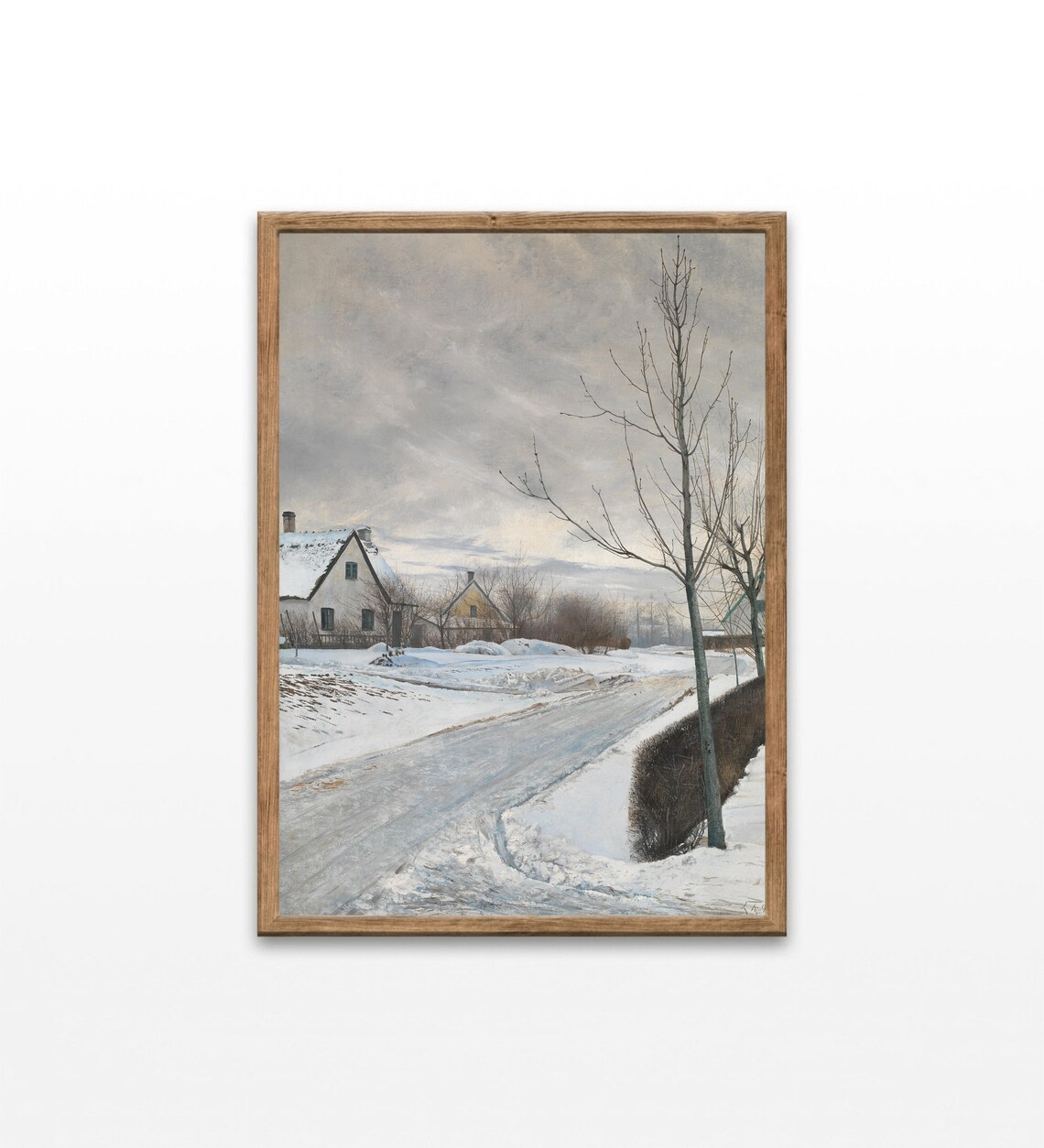 Vintage Village Road Winter Day Art Print