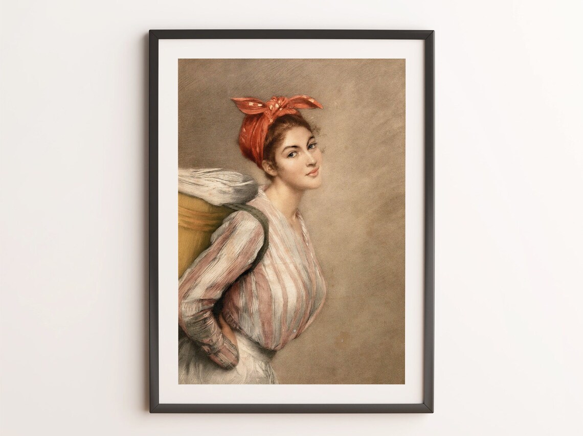 Vintage Portrait Painting Woman Red Headscarf Laundry Basket Classic Poster - Image 4