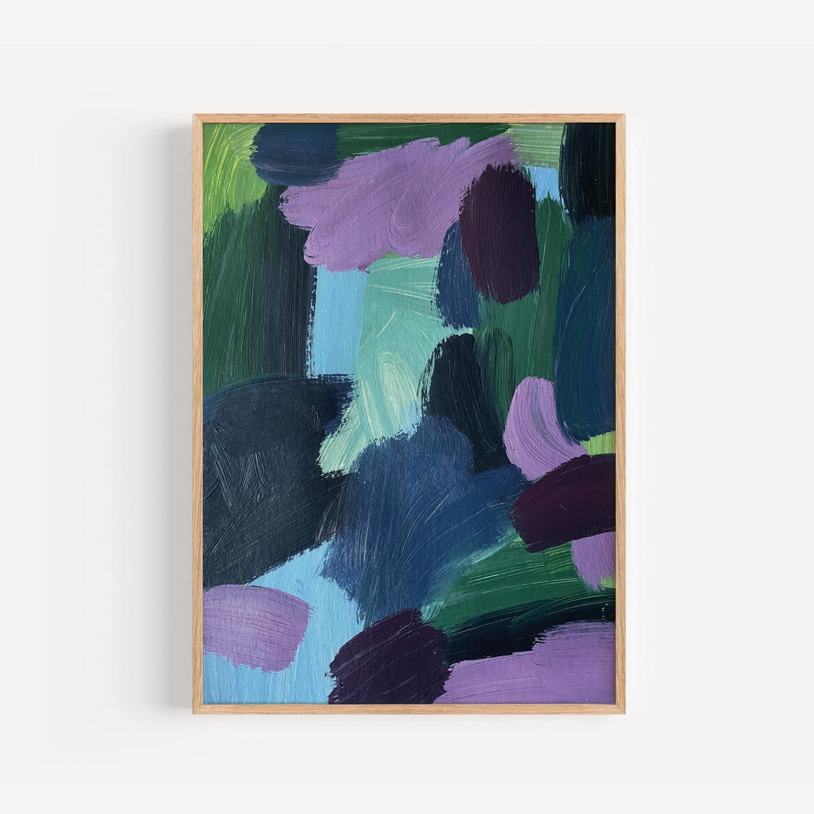 Moody Blue Green Purple Abstract Expressionist Brushstroke Poster