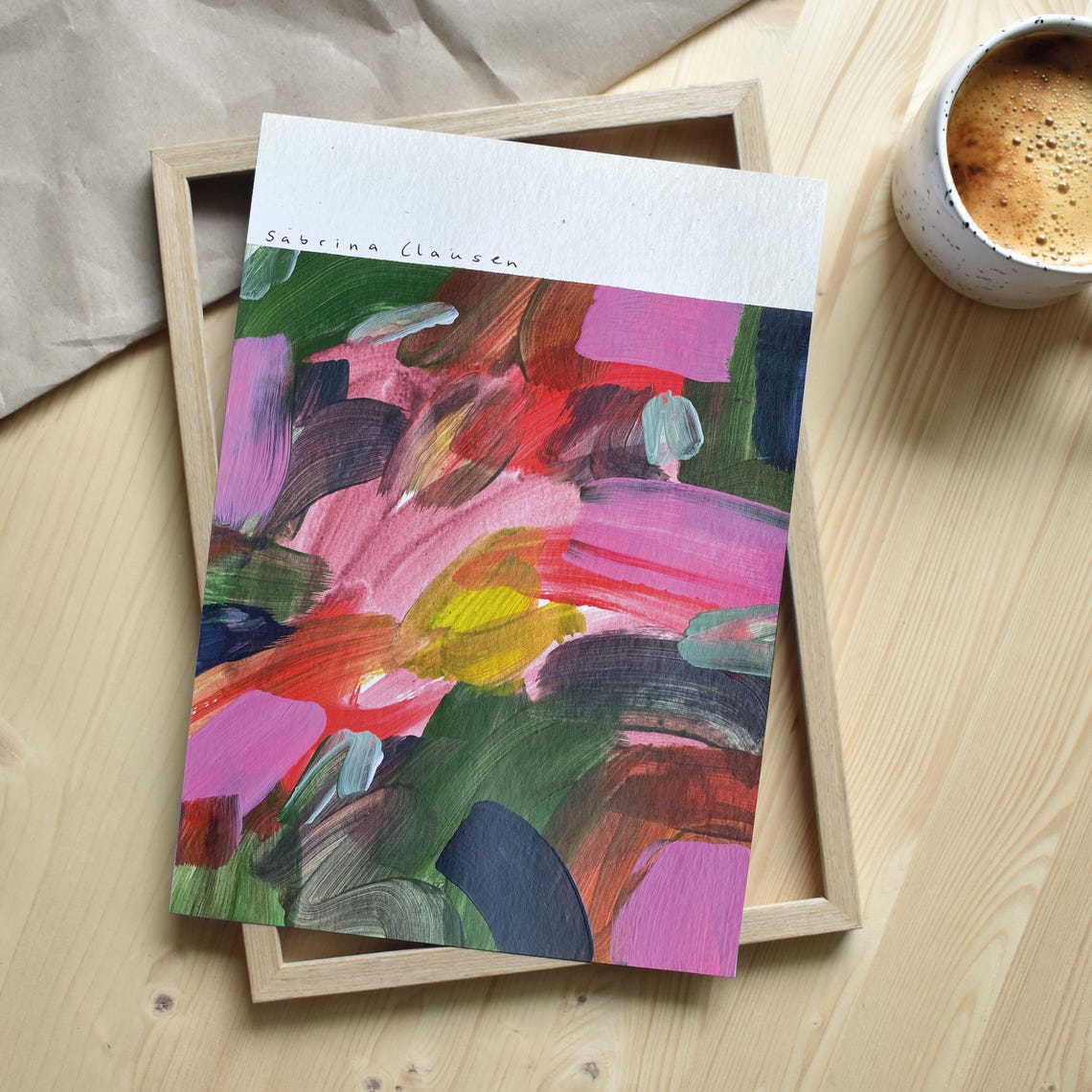 Sabrina Clausen Bold Red Pink Green Dynamic Abstract Art Poster - Image 3