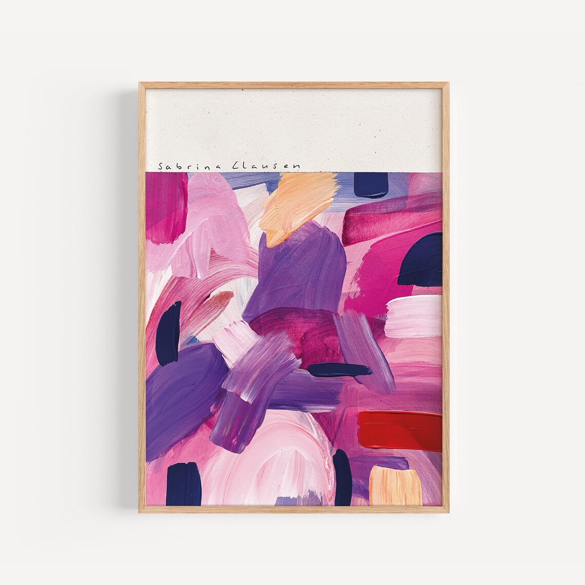 Sabrina Clausen Pink Purple Abstract Brushstroke Painting Wall Art