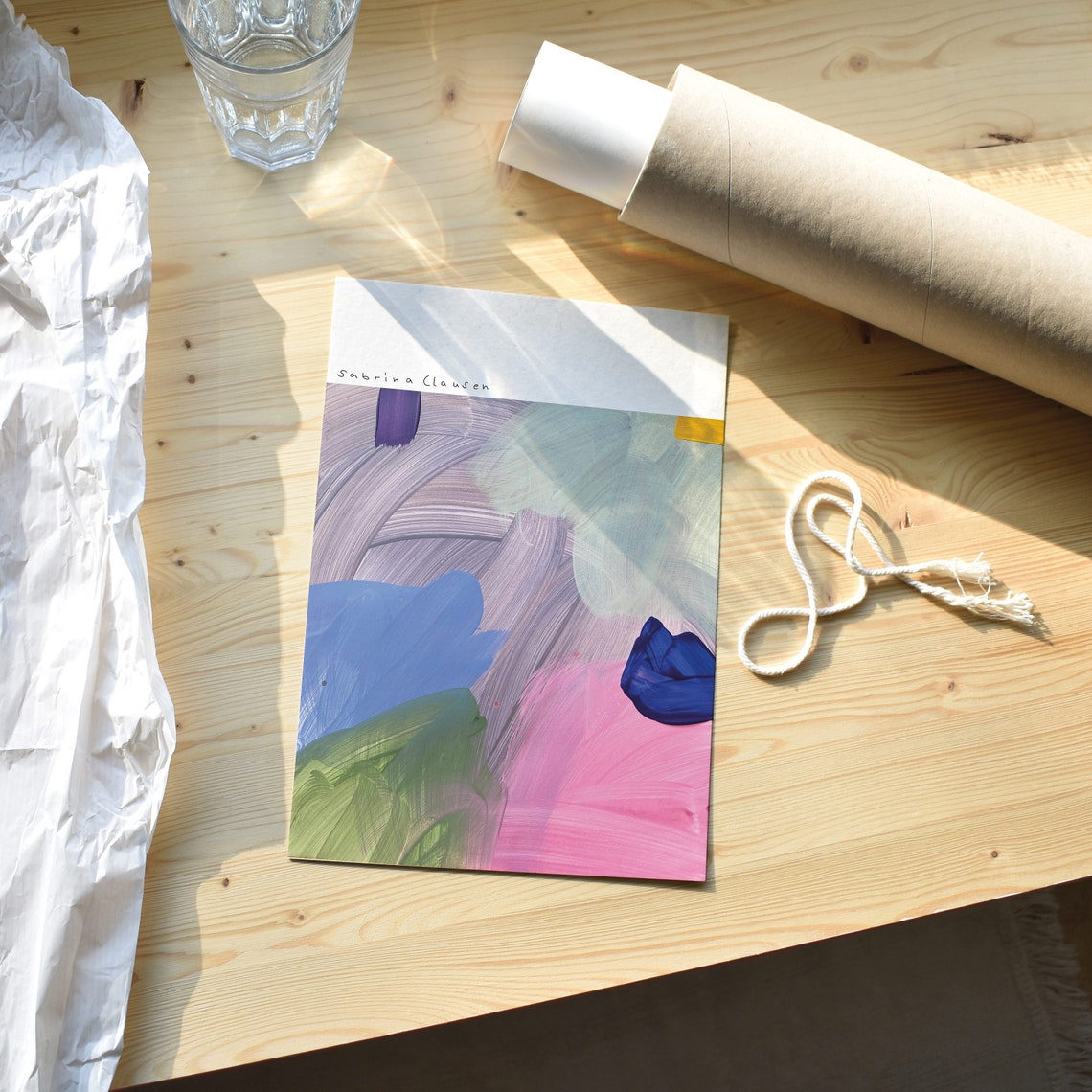 Sabrina Clausen Lavender Blue Green Pink Abstract Brushstroke Wall Art - Image 4
