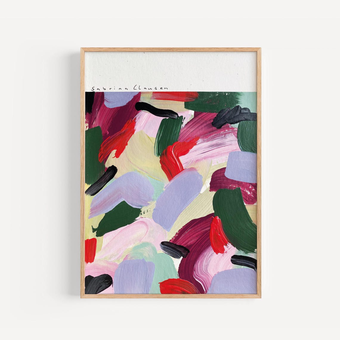 Sabrina Clausen Red Lilac and Green Energetic Abstract Poster