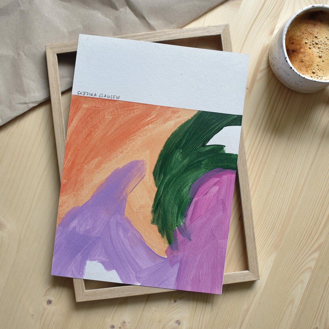 Sabrina Clausen Abstract Brushstrokes in Orange Green Purple Poster - Image 2