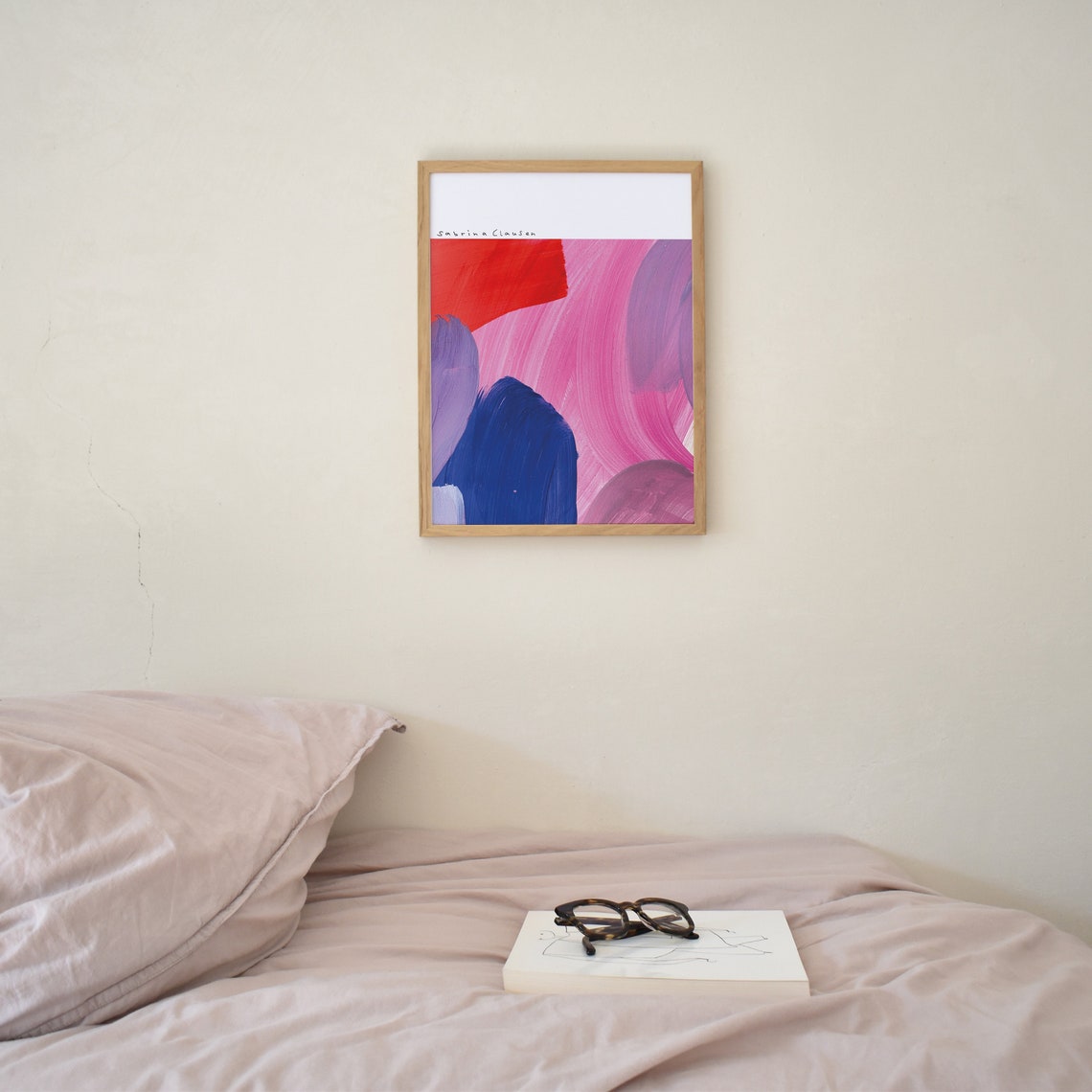Sabrina Clausen Red Cobalt Blue Pink Abstract Brushstroke Wall Art - Image 2