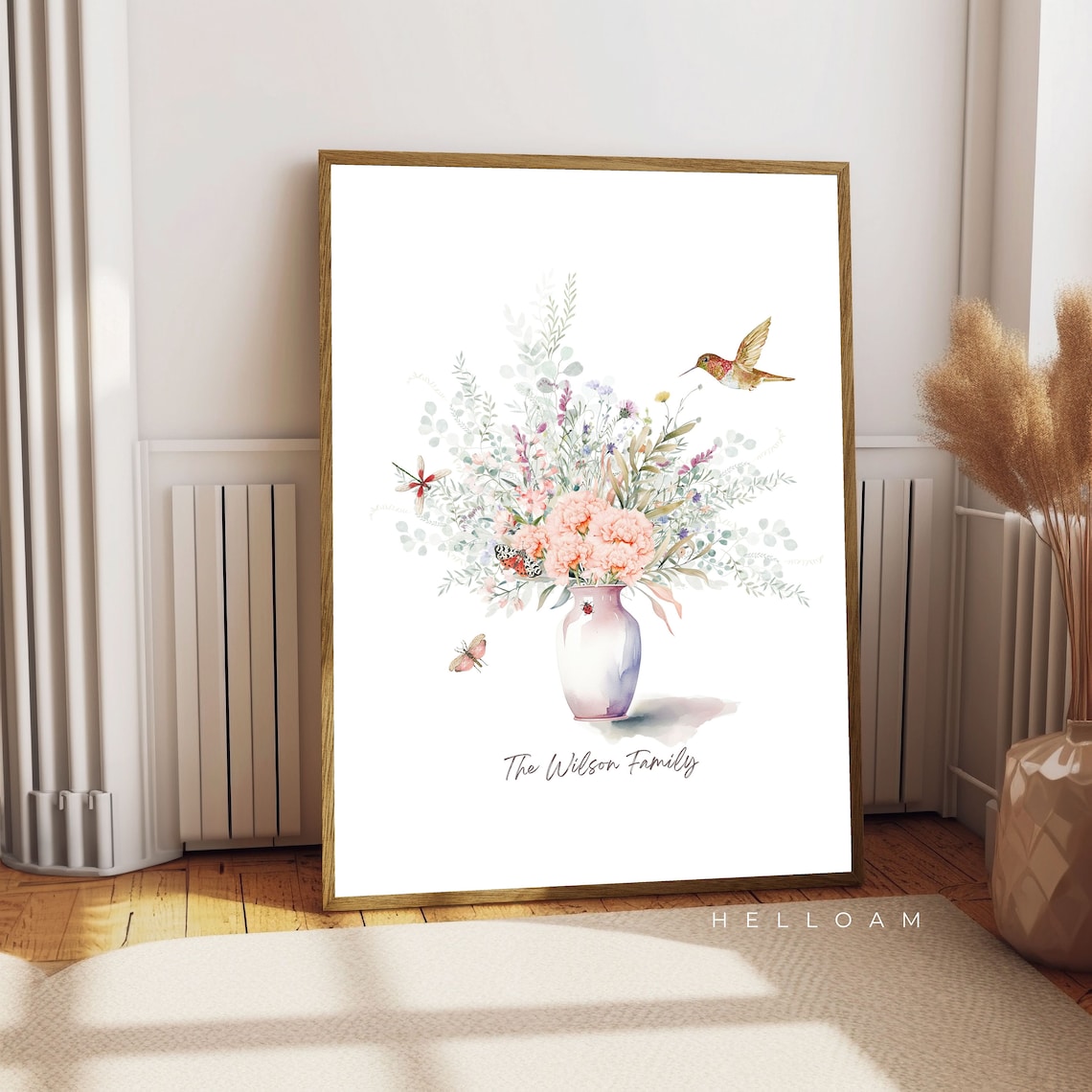 Birth Flower Family Bouquet Personalized Art Print