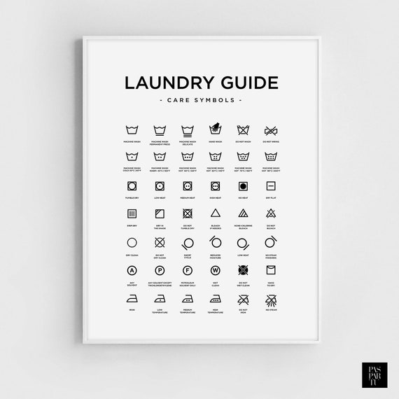 Laundry Room Guide, Laundry Symbol Guide Art Print
