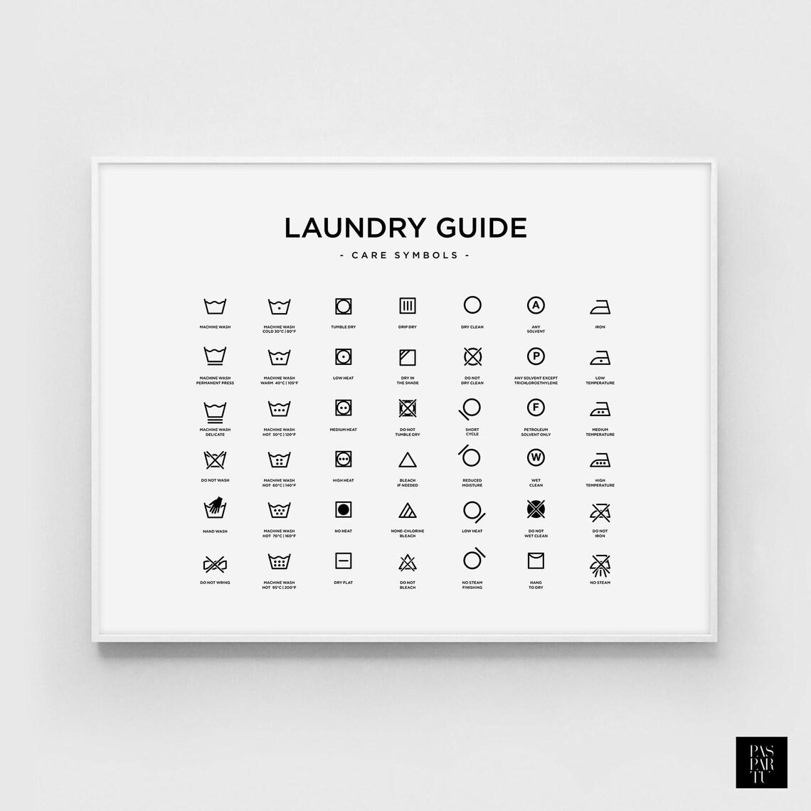 Laundry Care Guide Signs Art Print, Laundry Room Decor - Image 2