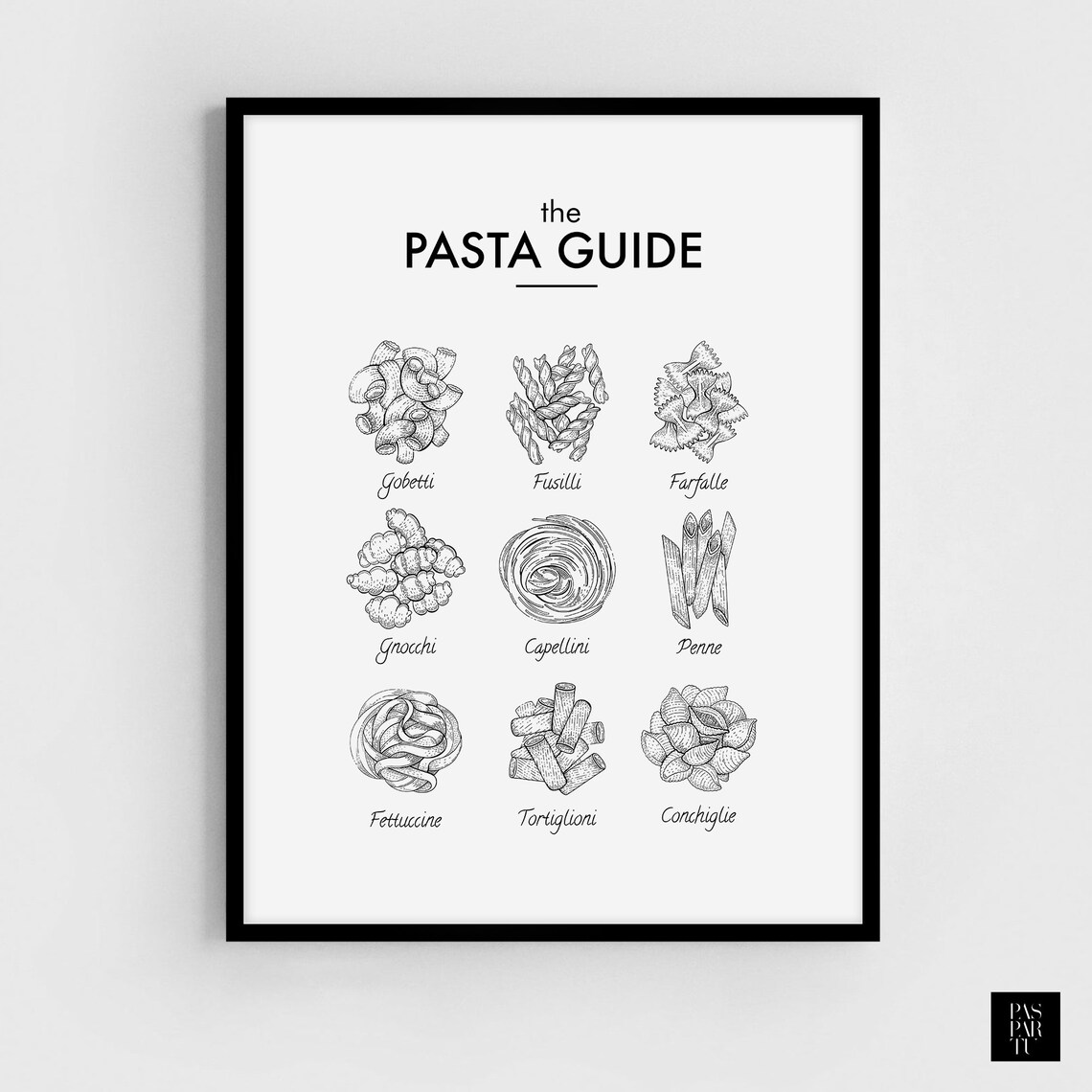 Pasta Types Guide Poster, Farmhouse Kitchen Art Print - Image 2