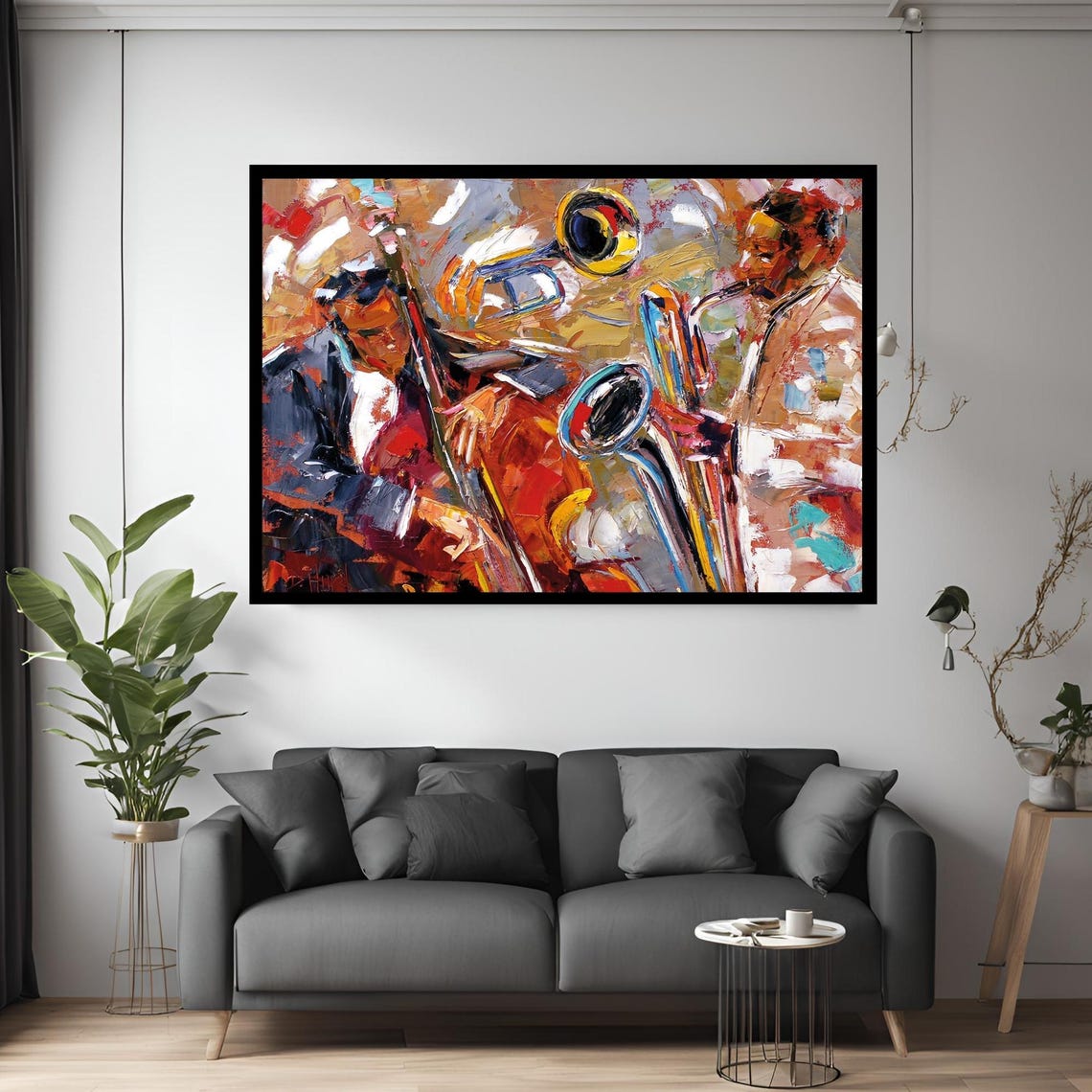 Abstract Jazz Musicians Oil Painting Colorful Musician Art Wall Art