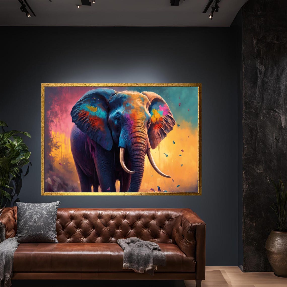Colorful Elephant Animals Canvas Wall Art Modern Print Abstract Decor For Home