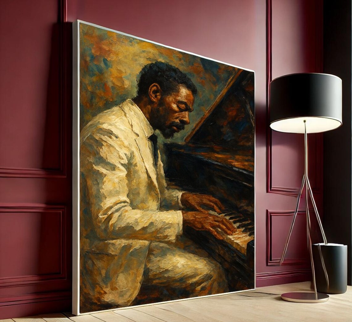 Jazz Pianist Grand Piano Expressionist Musician Portrait Night Club Poster