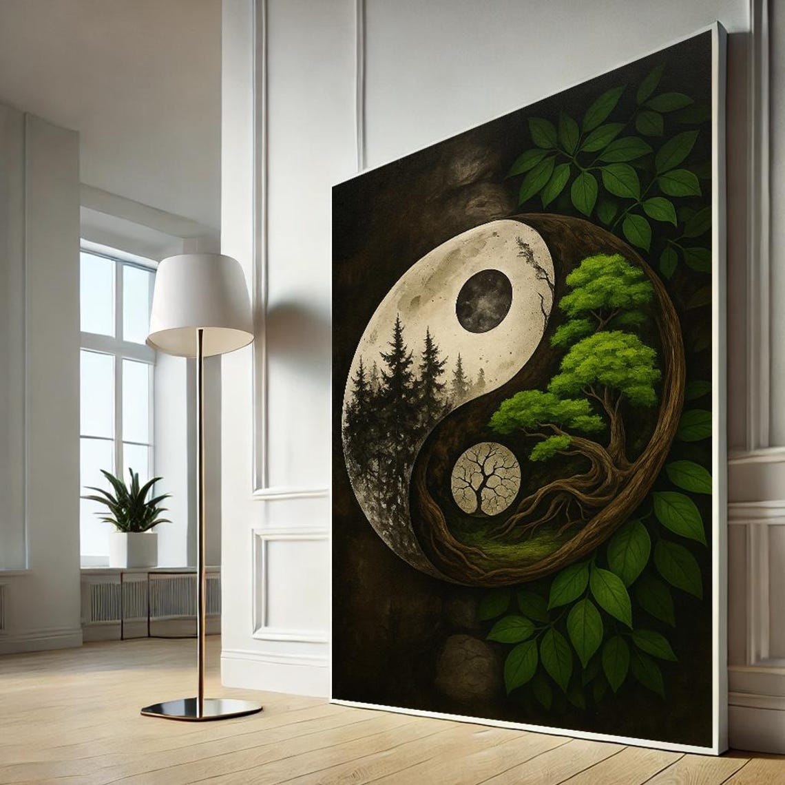 Yin Yang Nature Canvas Print Forest Tree Zen Spiritual Balance Decor