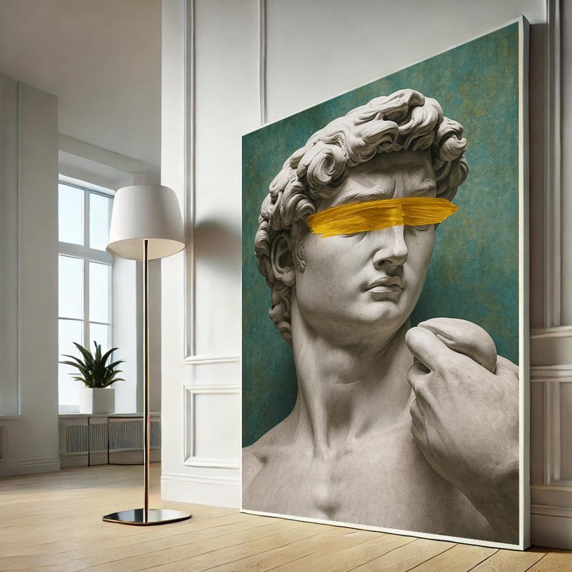 Michelangelo David Gold Brushstroke Modern Classical Art Poster