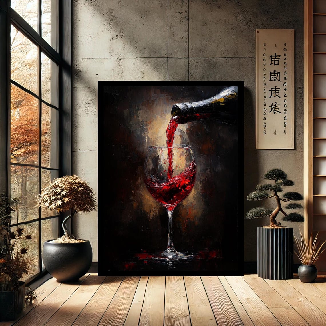 Wine Glass Kitchen Decor Canvas Wall Art Modern Print Painting Abstract For Home