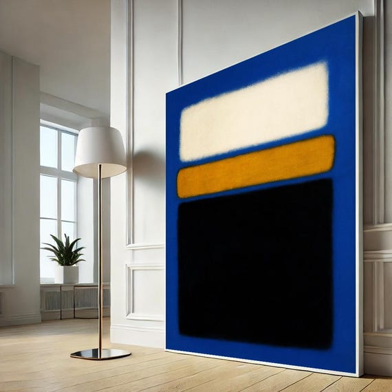 Modern Abstract Canvas Wall Art Print Rothko Inspired Blue Orange Minimalist Painting For Living Room Decor