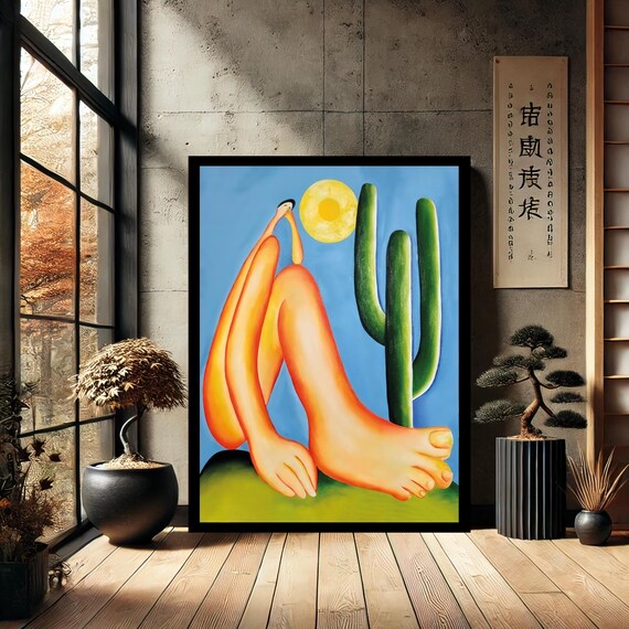 Tarsila do Amaral Inspired Tropical Surrealism Bold Colors Poster