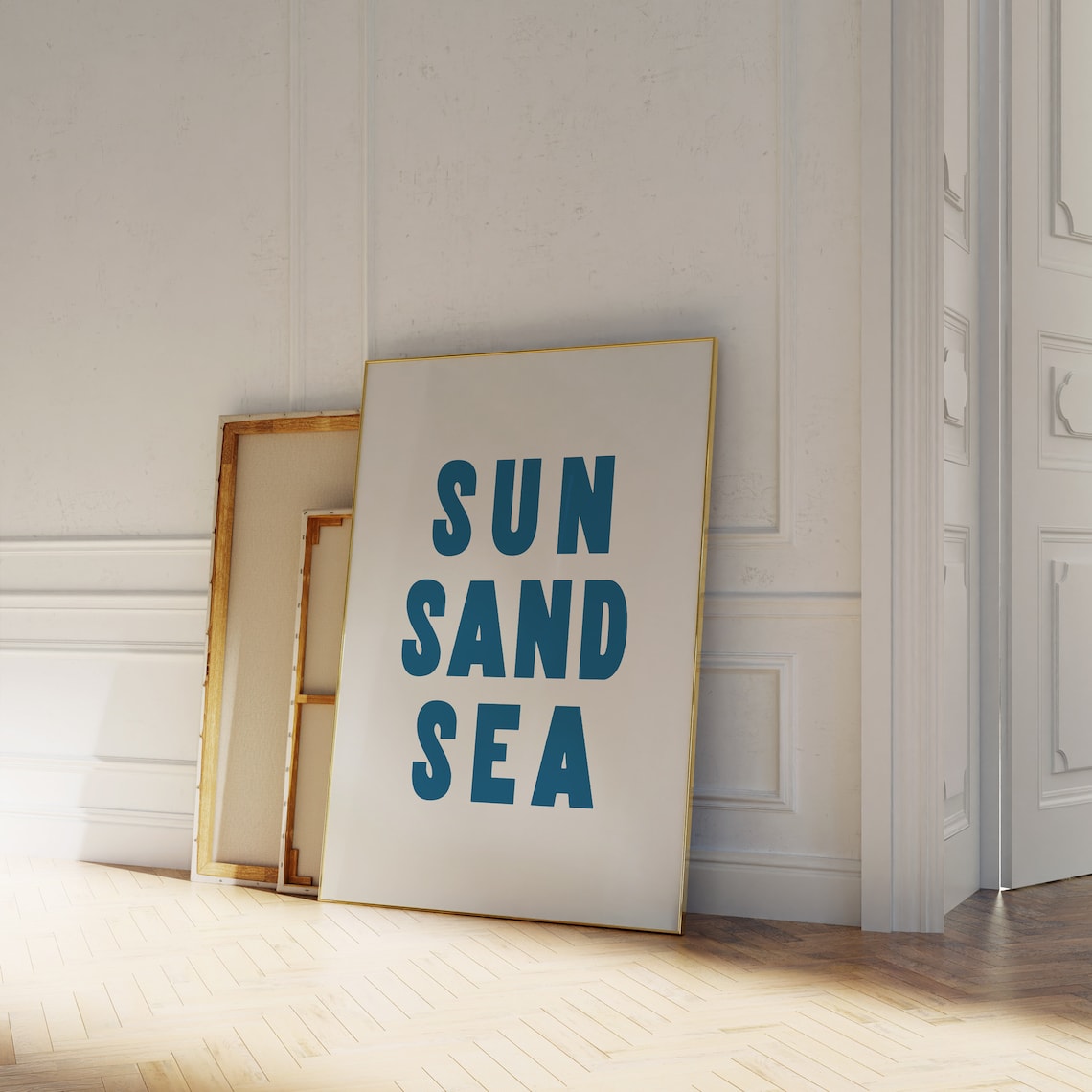 Sun, Sand, Sea Blue Coastal Surf Beach Art Print