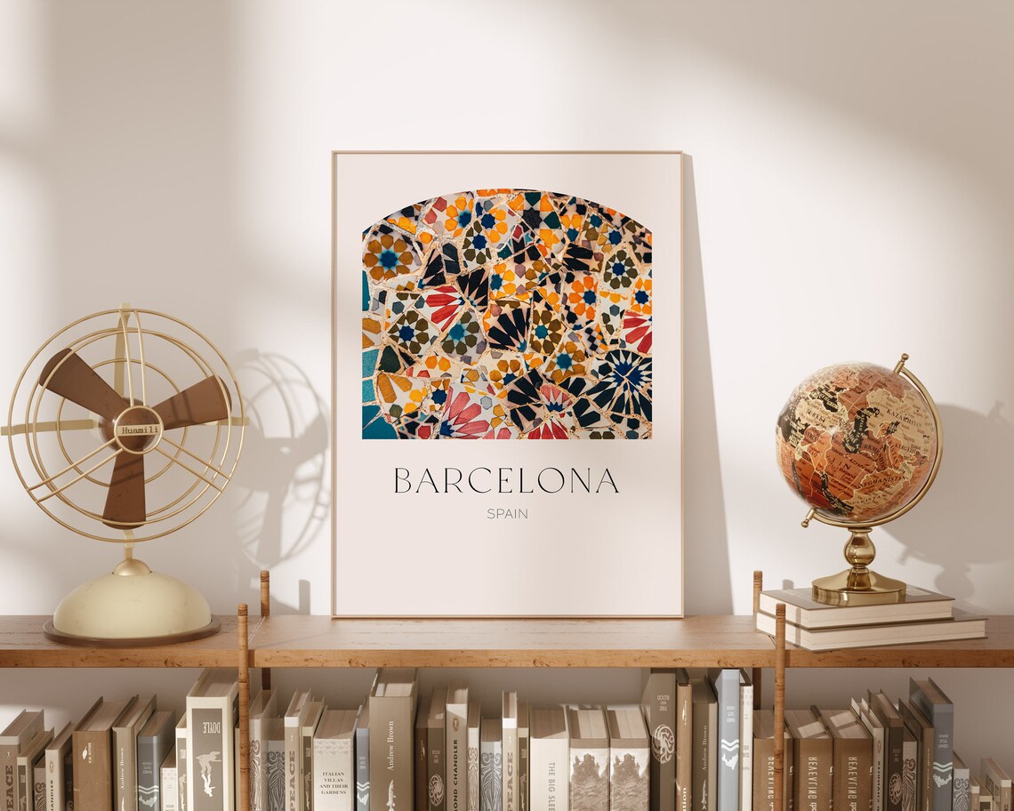 Barcelona Tile Pattern Travel Poster, Spain Art Print - Image 3