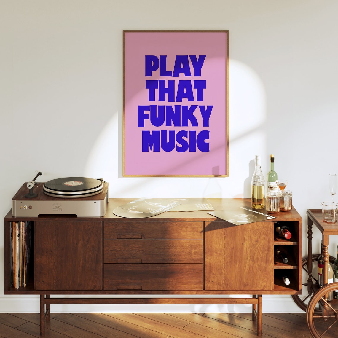Play That Funky Music Pink Retro Disco Typography Music Room Print - Image 2