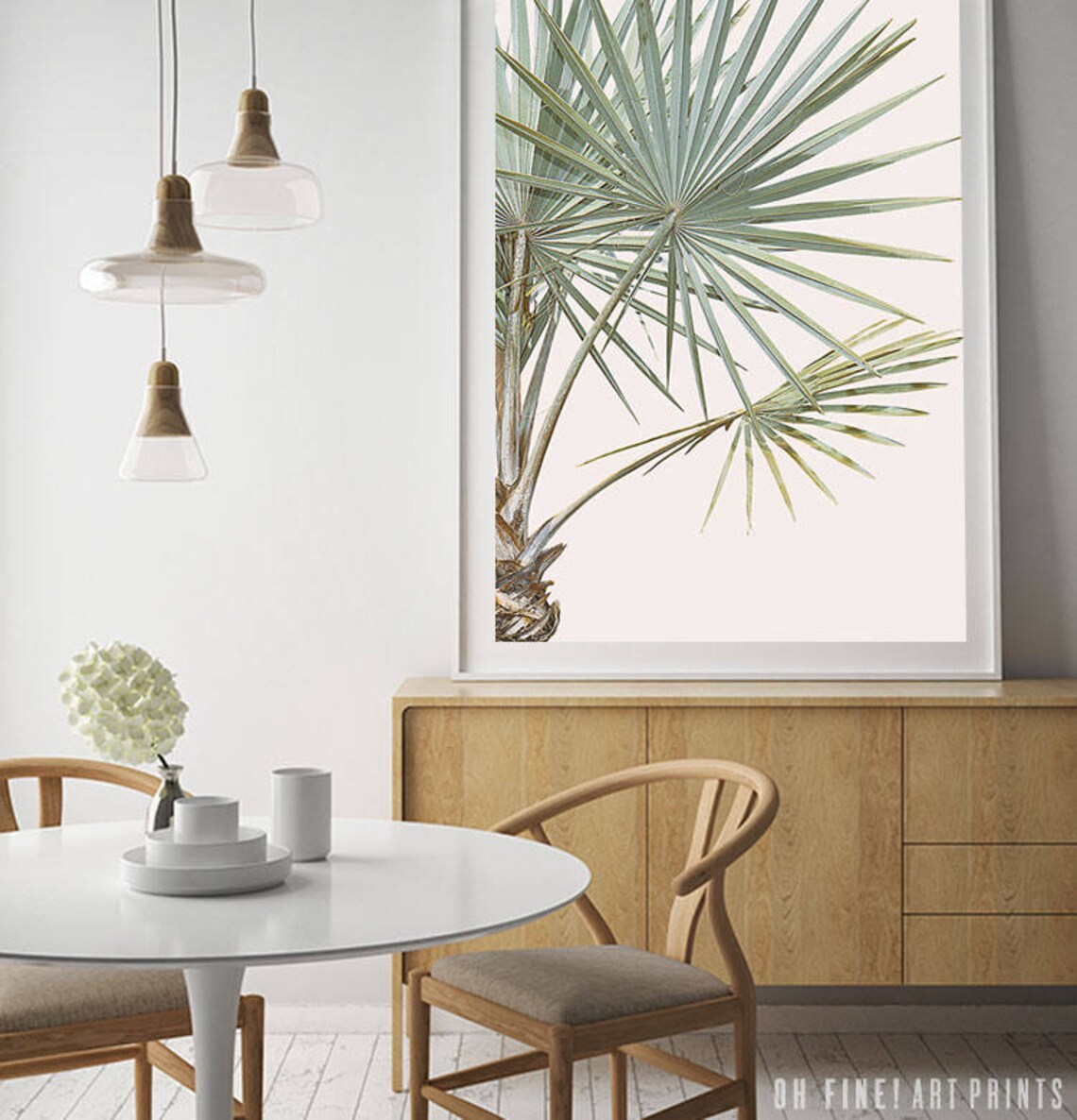 Silver Fan Palm Leaves Blush Botanical Tropical Photography Poster - Image 3