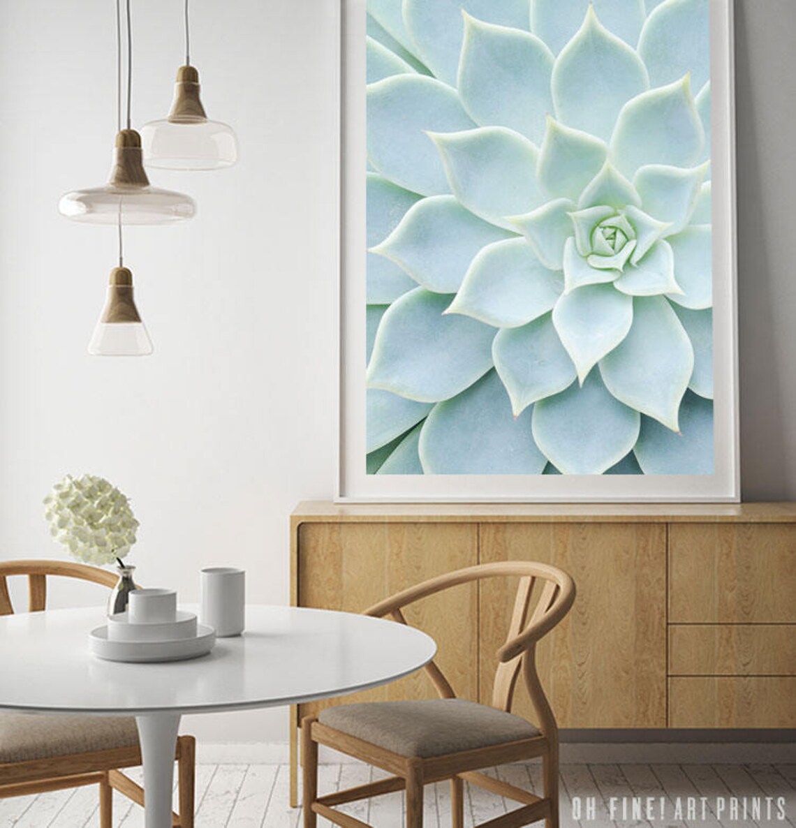 Cactus & Succulent Botanical Art Print, Pale Blue Modern - Image 2