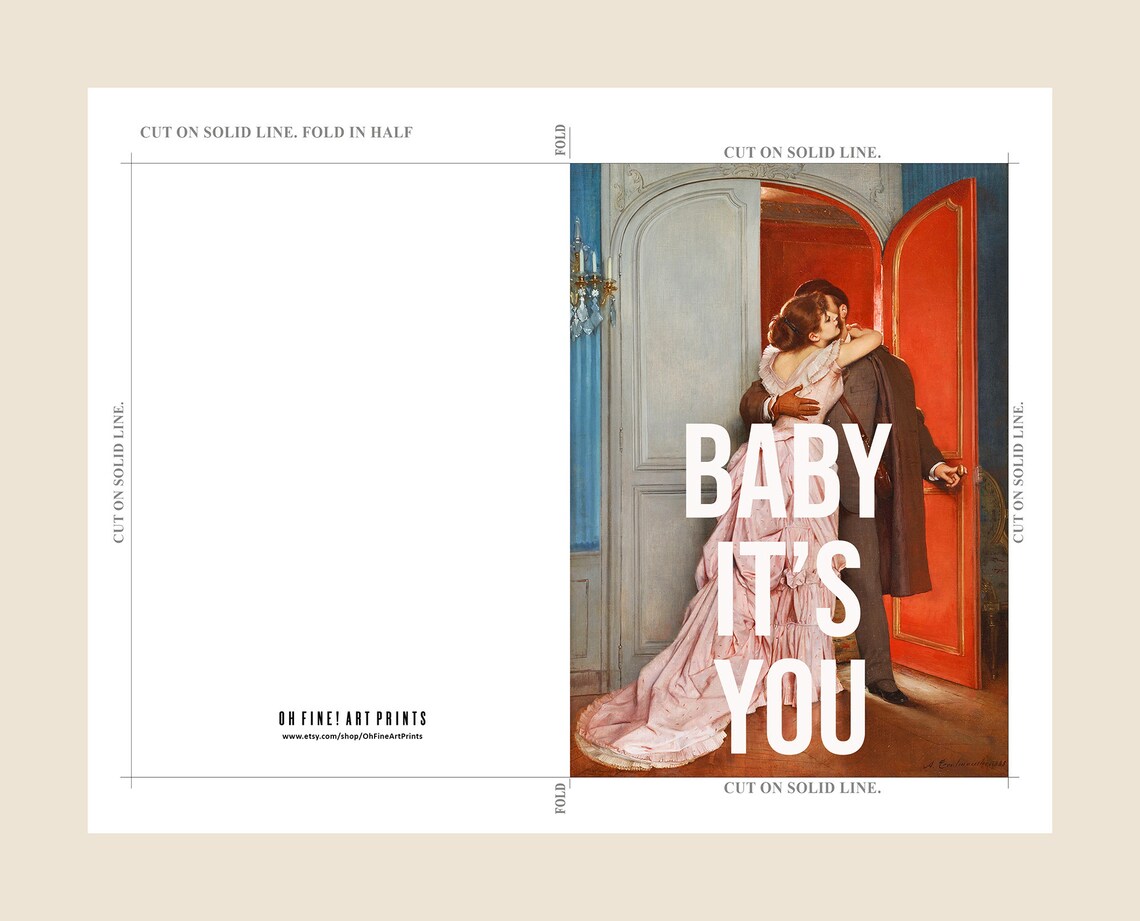 Baby It's You Romantic Couple Vintage Painting Love Card Wall Poster - Image 2