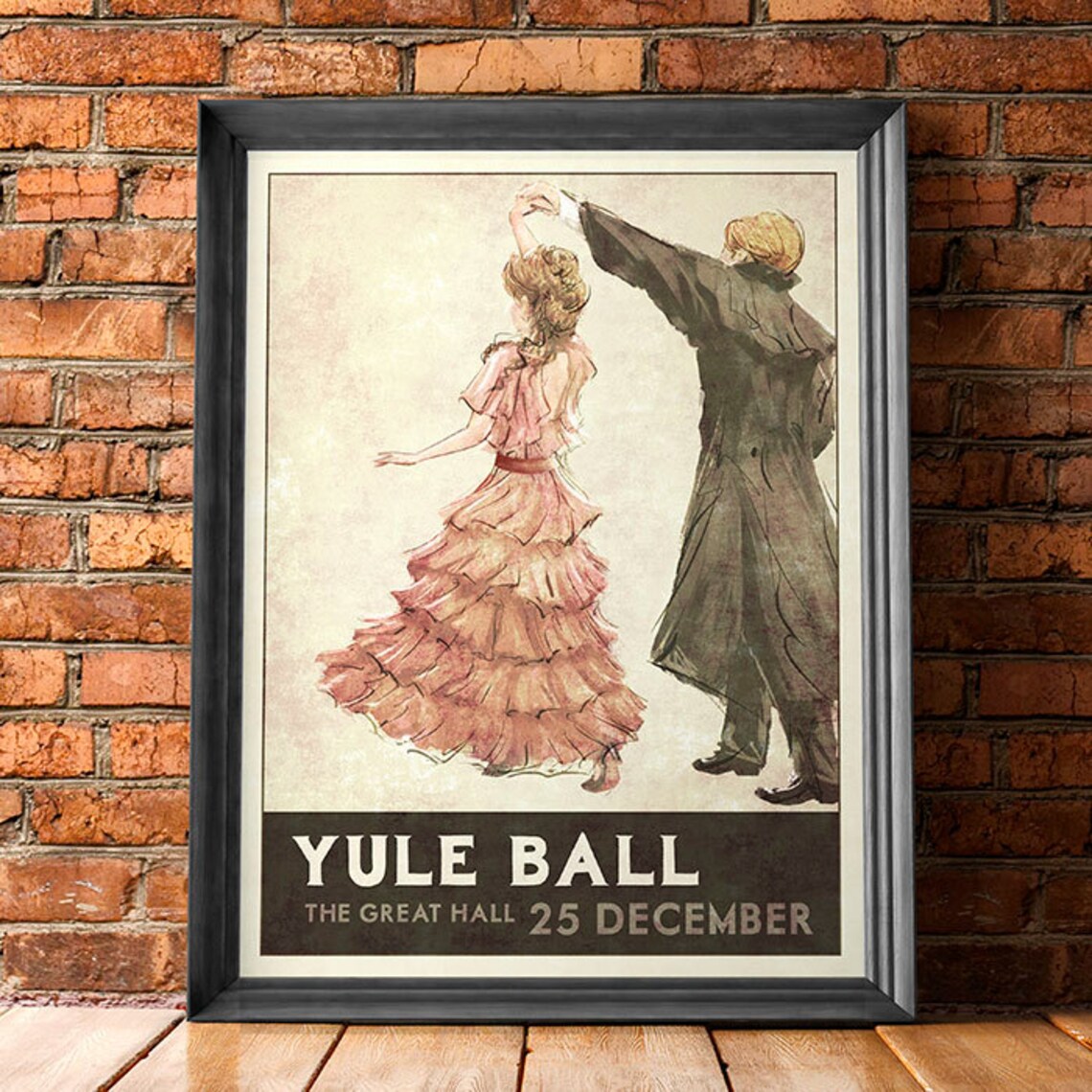 Yule Ball Great Hall 25 December Dancing Couple Retro Poster