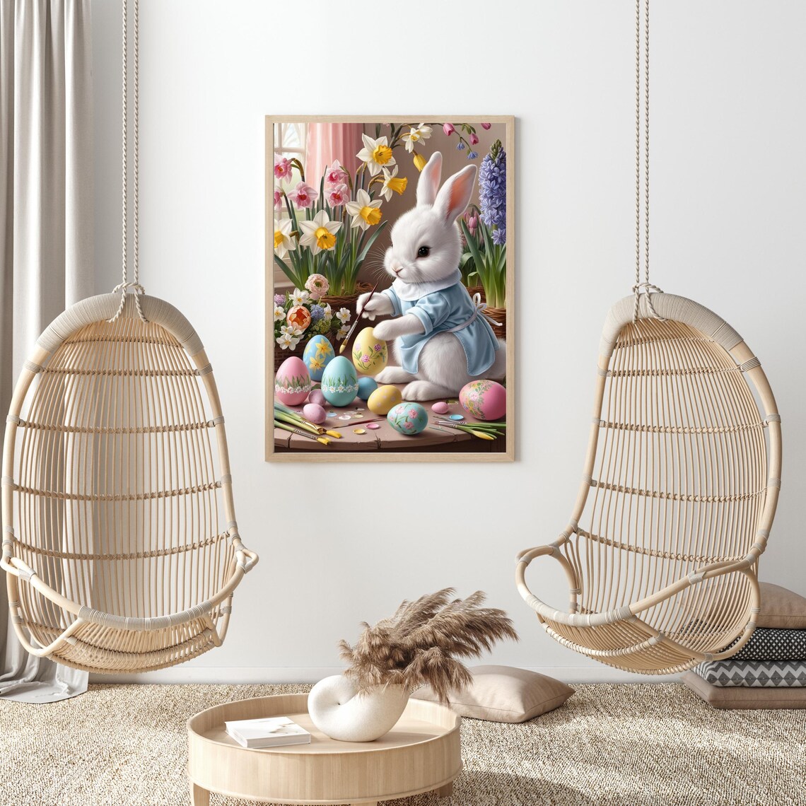 Pastel Cottagecore Bunny Easter Egg Art Print - Image 3
