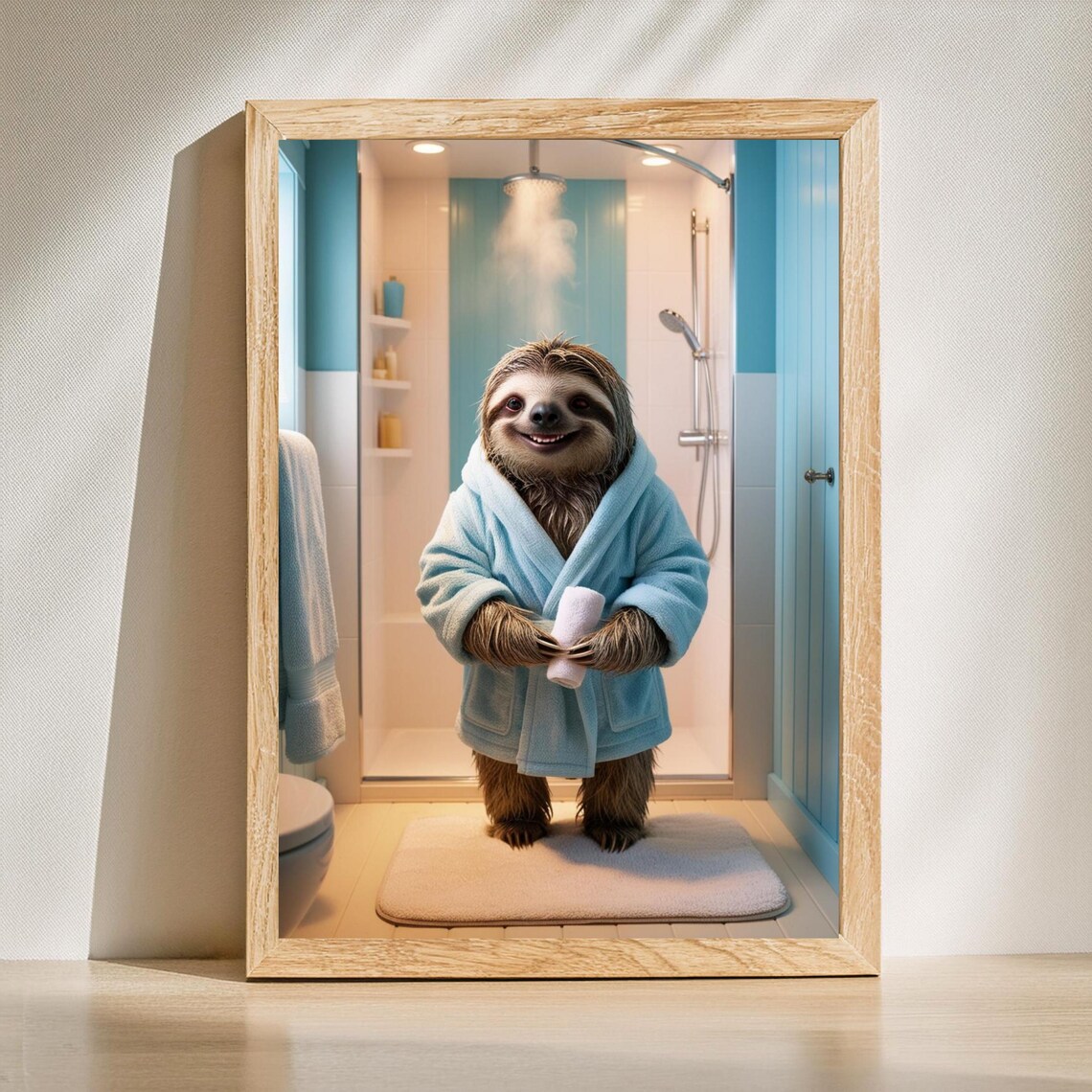 Funny Sloth Bathroom Art Print, Cute Spa Gift