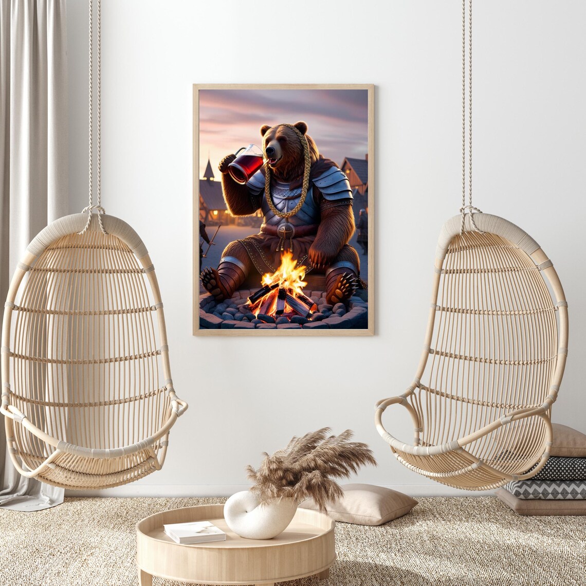 Viking Armored Giant Bear Drinking, Nordic Warrior Decor - Image 3