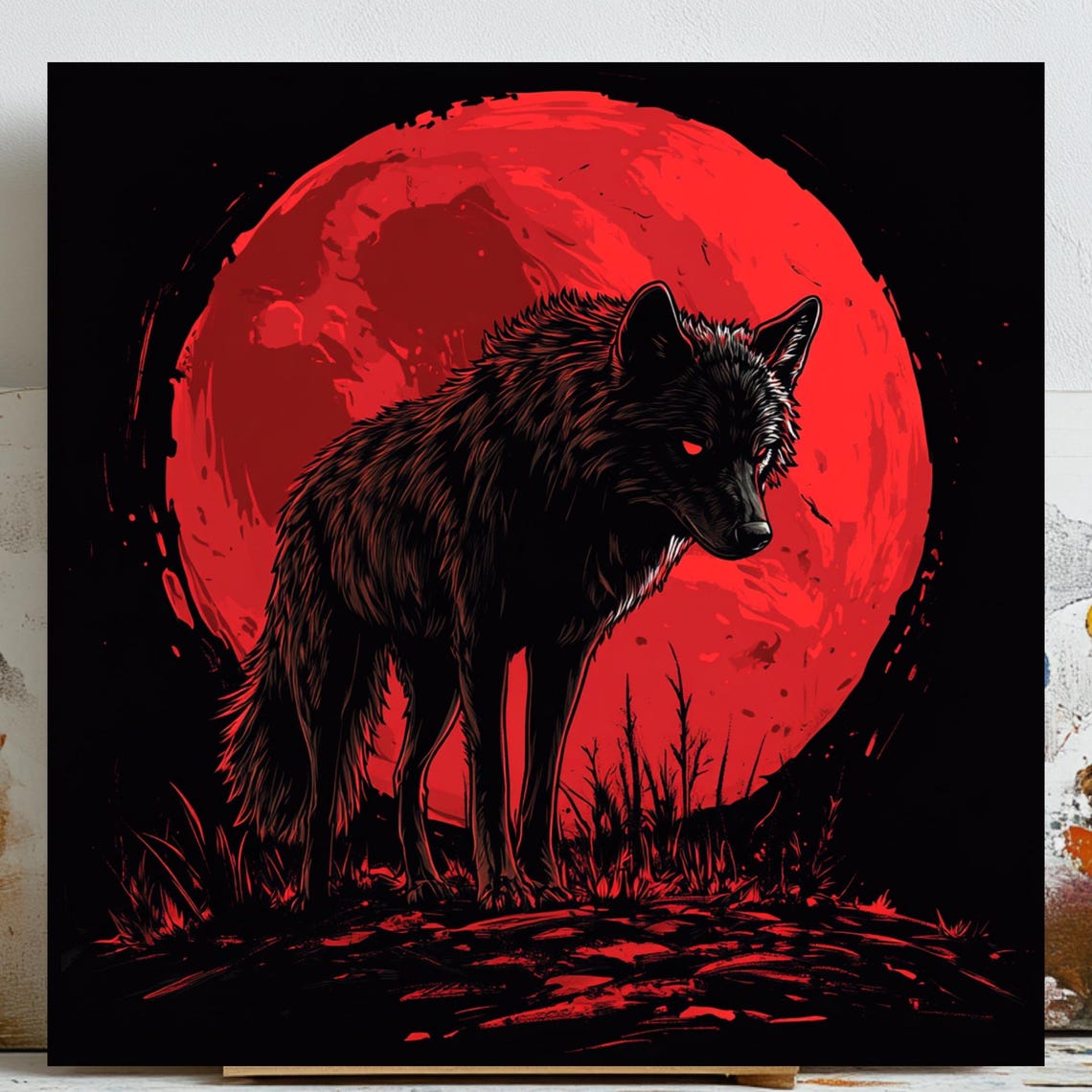 Wolf Moon Wall Art, Modern Animal Decor