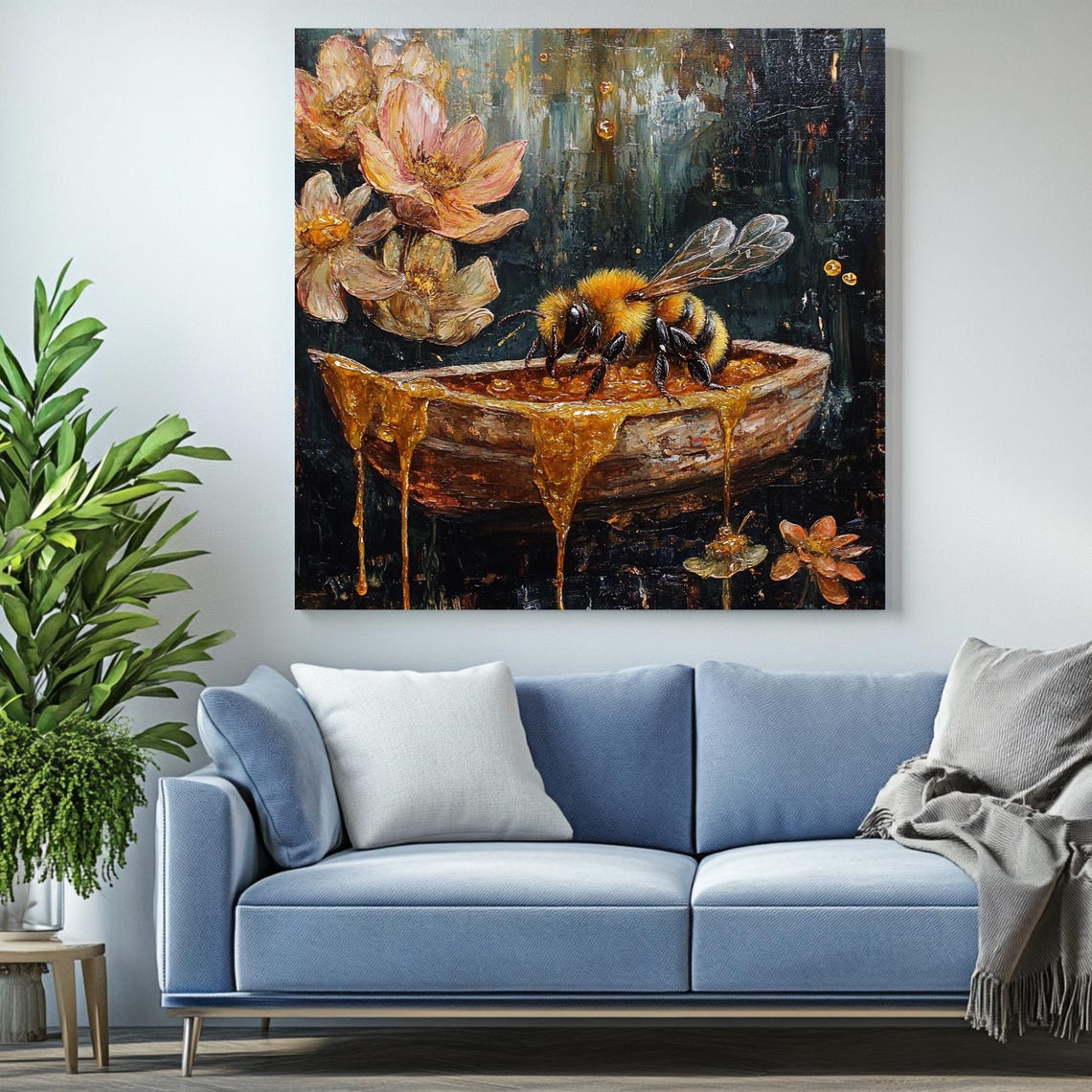 Honey Bee Floral, Boho Nature Poster Print - Image 2