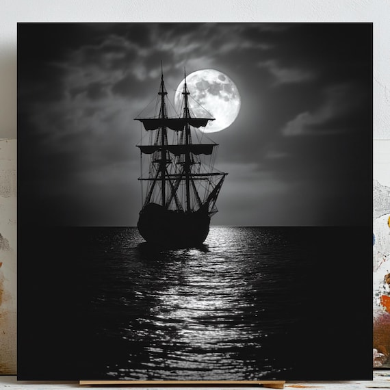 Ship Wall Art, Dark Ocean Nautical Decor